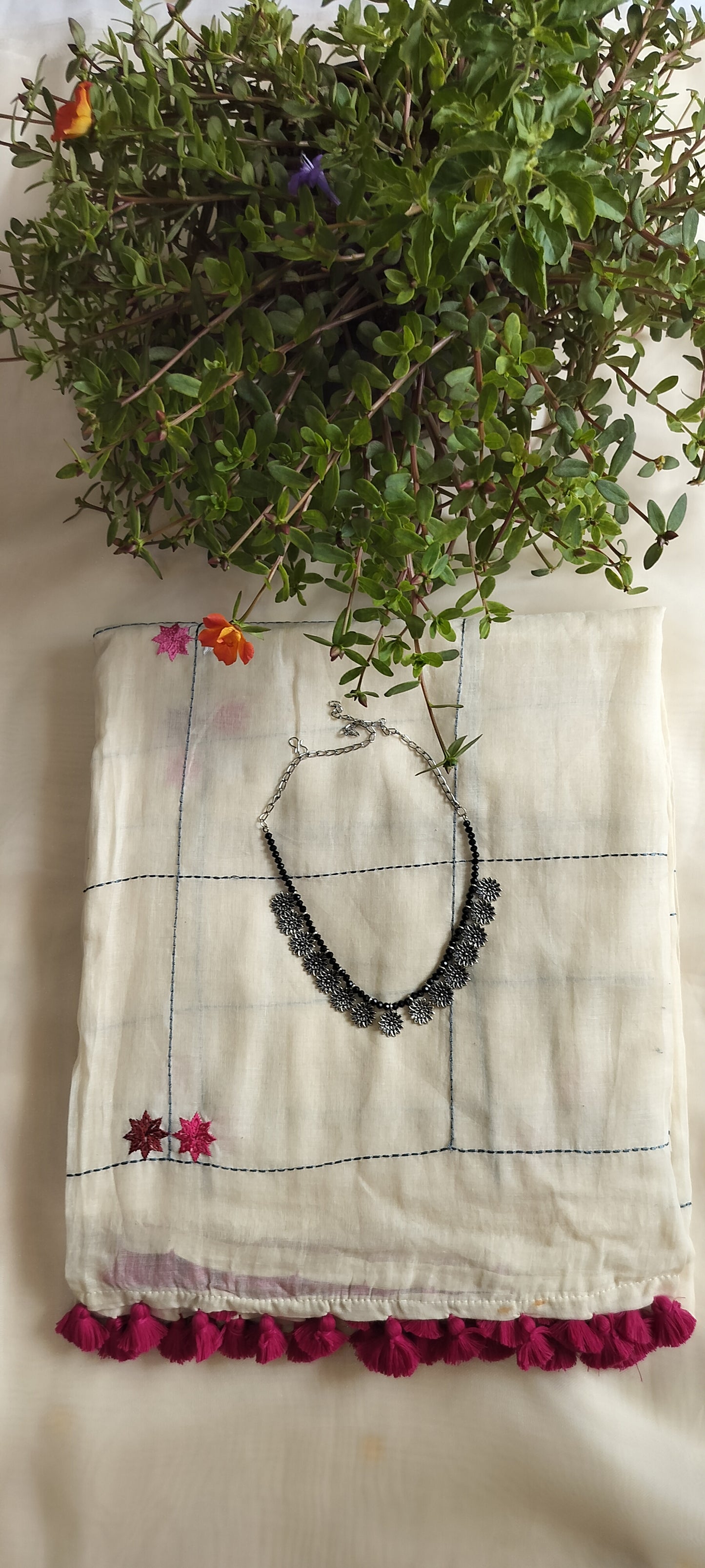 Half white pure mul cotton saree