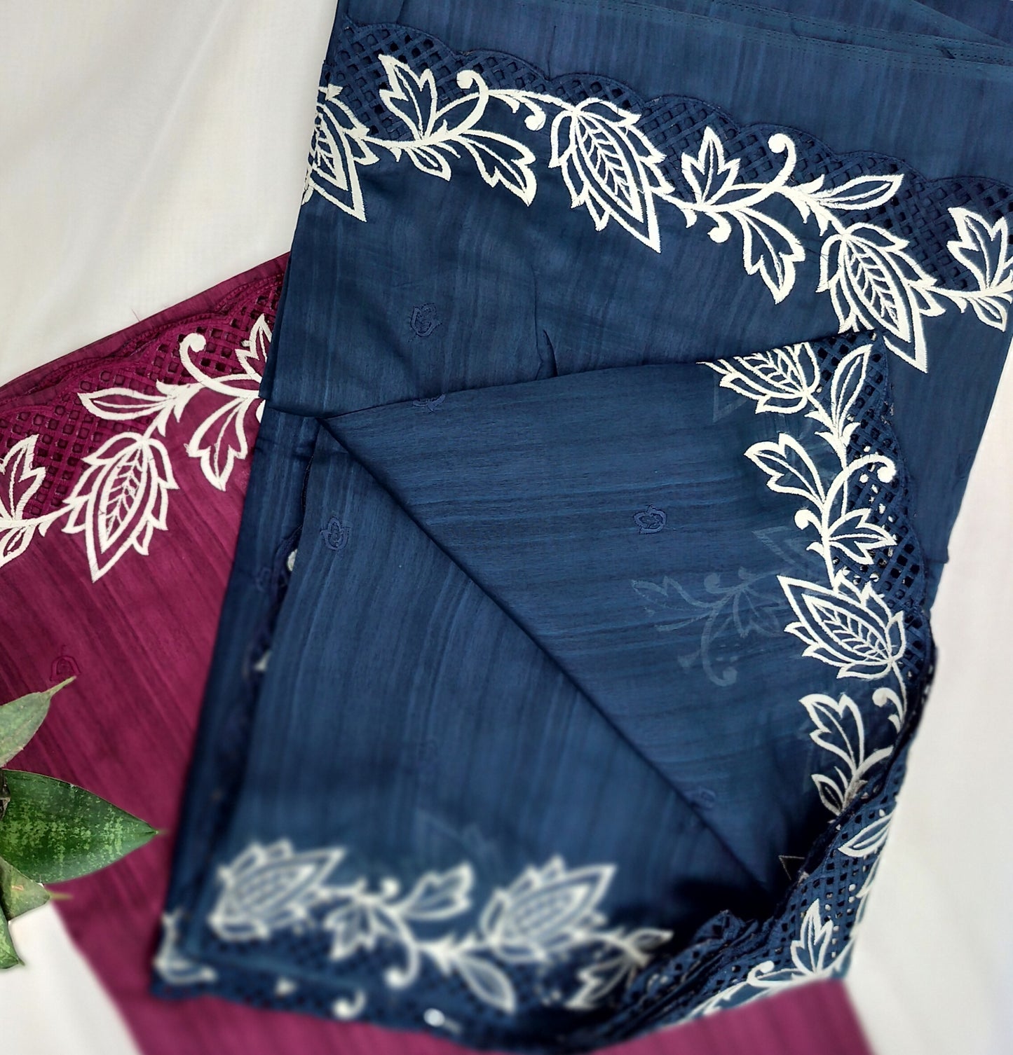 Shimmer cut work border saree