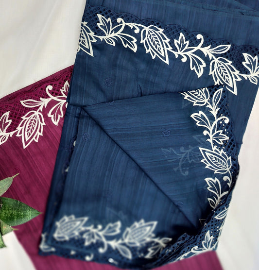 Shimmer cut work border saree