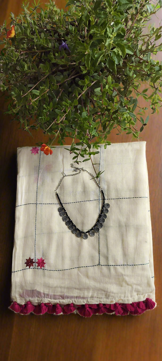 Half white pure mul cotton saree