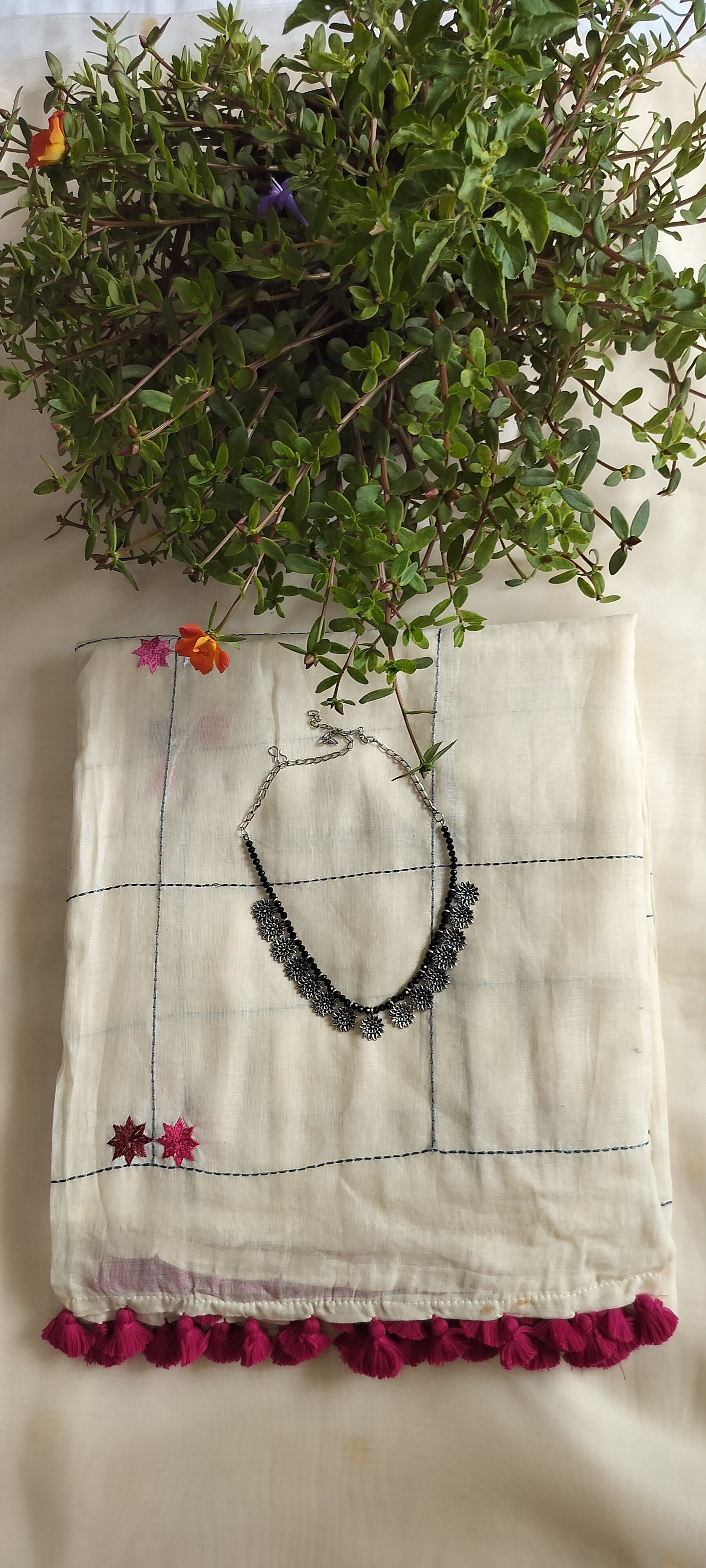 Half white pure mul cotton saree