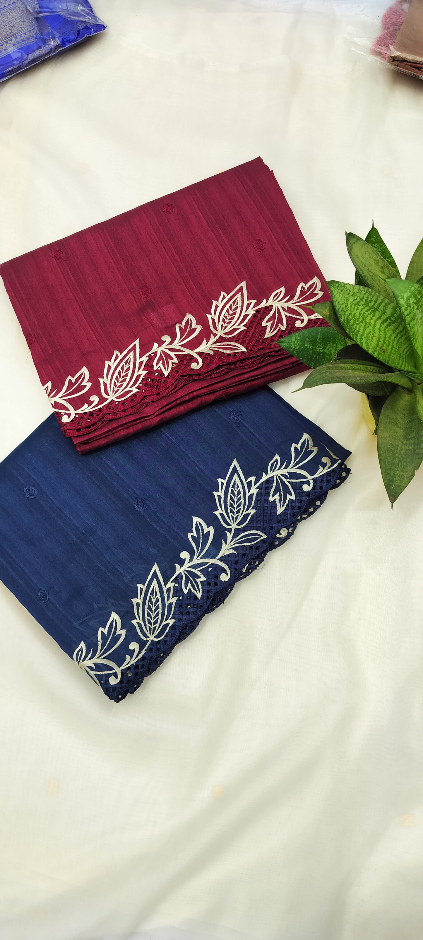 Shimmer cut work border saree