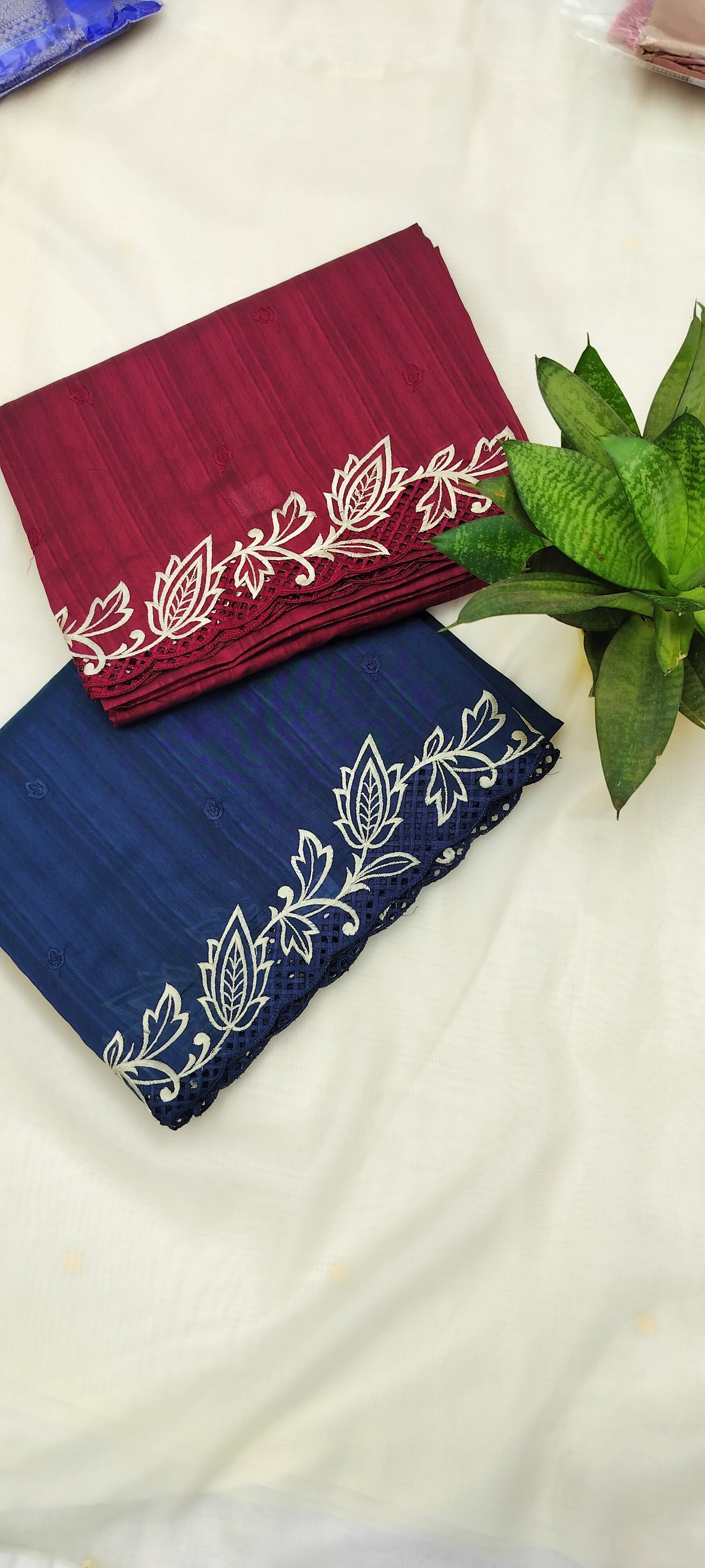 Shimmer cut work border saree