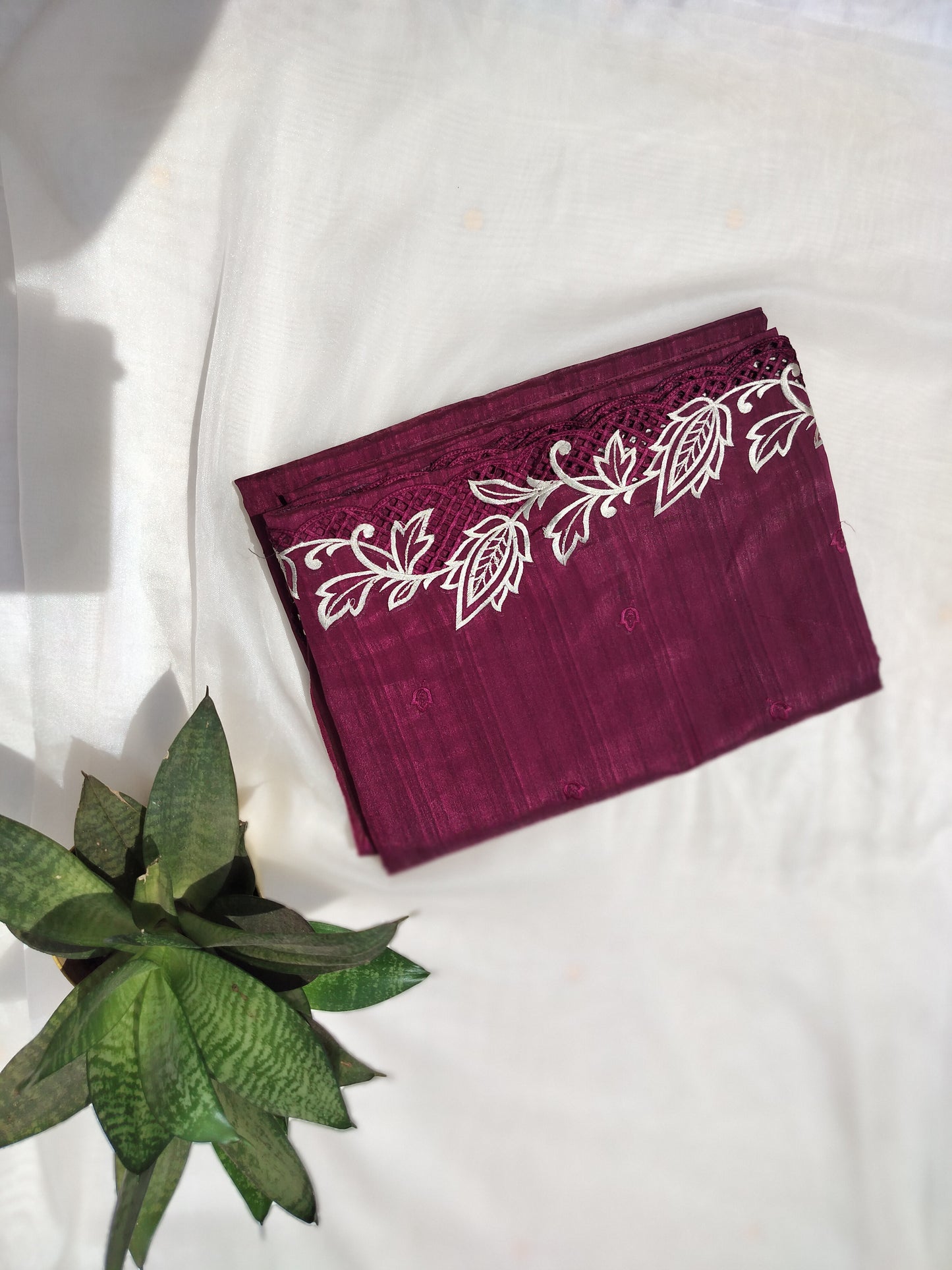 Shimmer cut work border saree